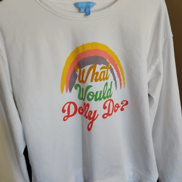 Draper James - What Would Dolly Do Rainbow Sweatshirt - Size L - Picture 1 of 6